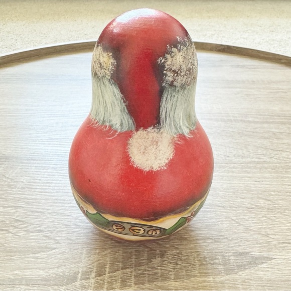 Wooden Santa Roly Poly Doll with Sound Christmas Decor - Picture 3 of 7